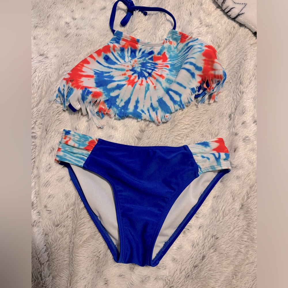 Red white and blue girls bikini size 7/8